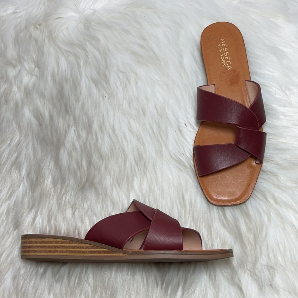 Messeca New York Tyla Brown Leather‎ Slides…
